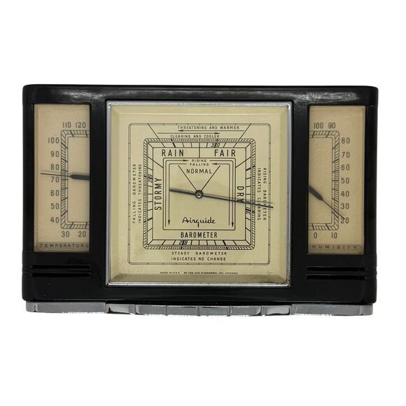 1940’s Art Deco Style Weather Station Black Bakelite Cabinet Fee and Stemwedel - Picture 15 of 15